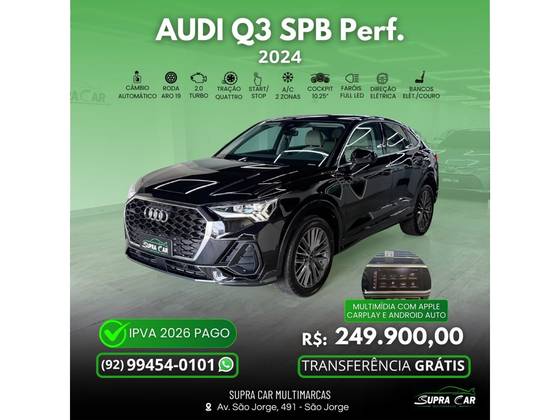 AUDI Q3 2.0 40 TFSI GASOLINA SPORTBACK PERFORMANCE QUATTRO TIPTRONIC AUDI Q3 2.0 40 TFSI GASOLINA SPORTBACK PERFORMANCE QUATTRO TIPTRONIC